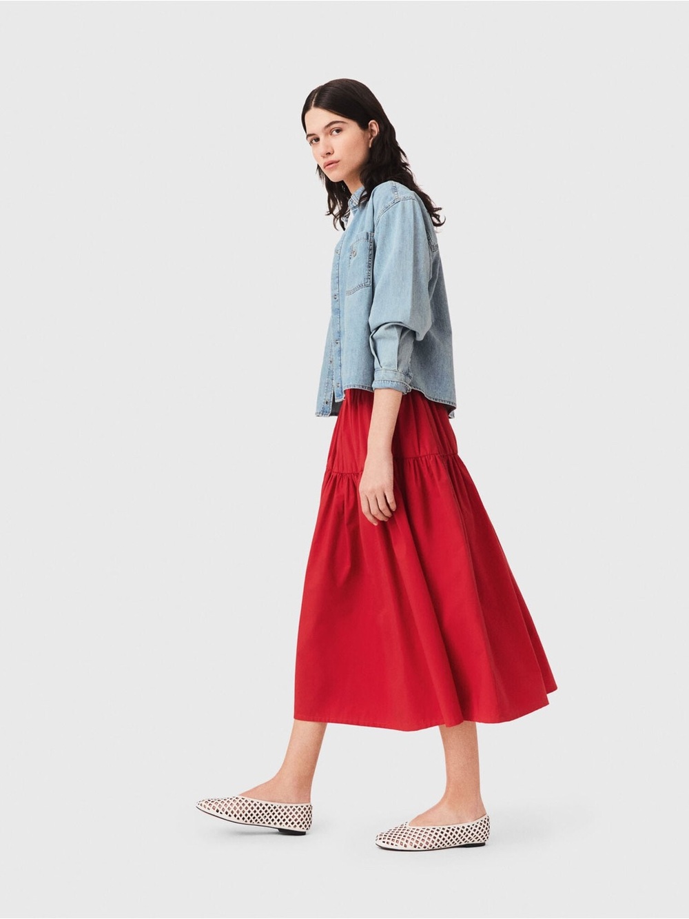 MAJE Long Gathered Skirt | FR 38 | US 6 - Picture 6 of 16